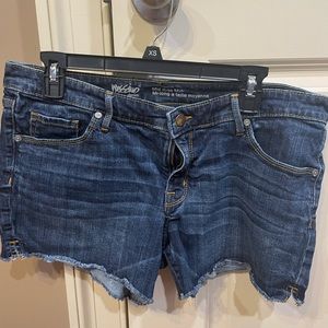 Mossimo mid rise mini frayed hem denim shorts